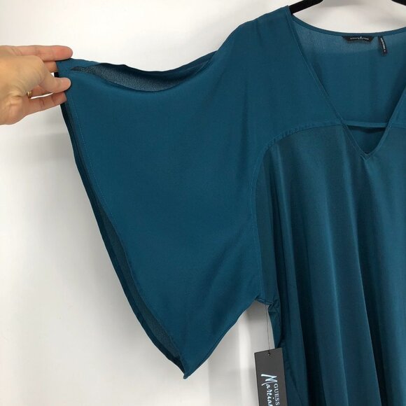 Guess by Marciano NWT Teal VNeck Drop Shoulder Mid Sleeve Oversized Tunic S - Picture 3 of 14
